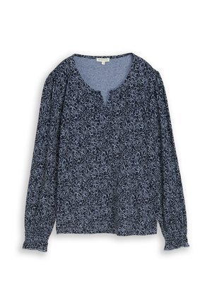 TOM TAILOR, Longsleeve - navy white flower print