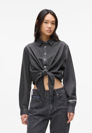 DENIM WRAP - Blusa - washed black