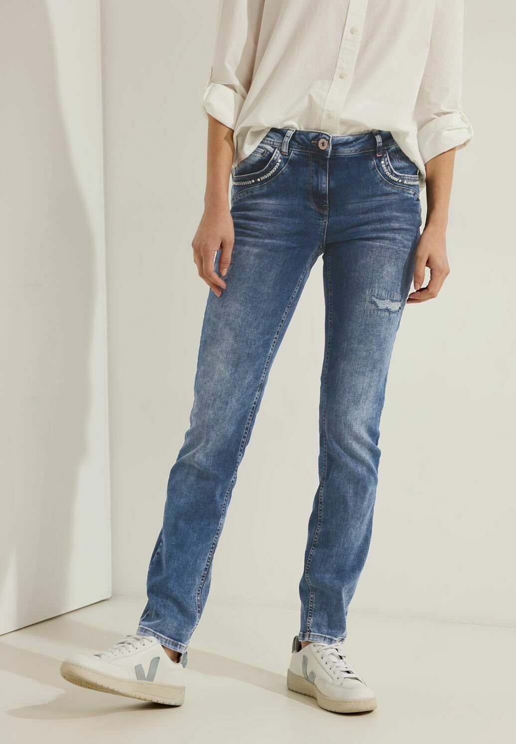 Cecil Jeans Toronto Donna | Vita Alta Slim Fit | Jeans Attillati Casual-Chic | Jeans Moda Primavera Estate