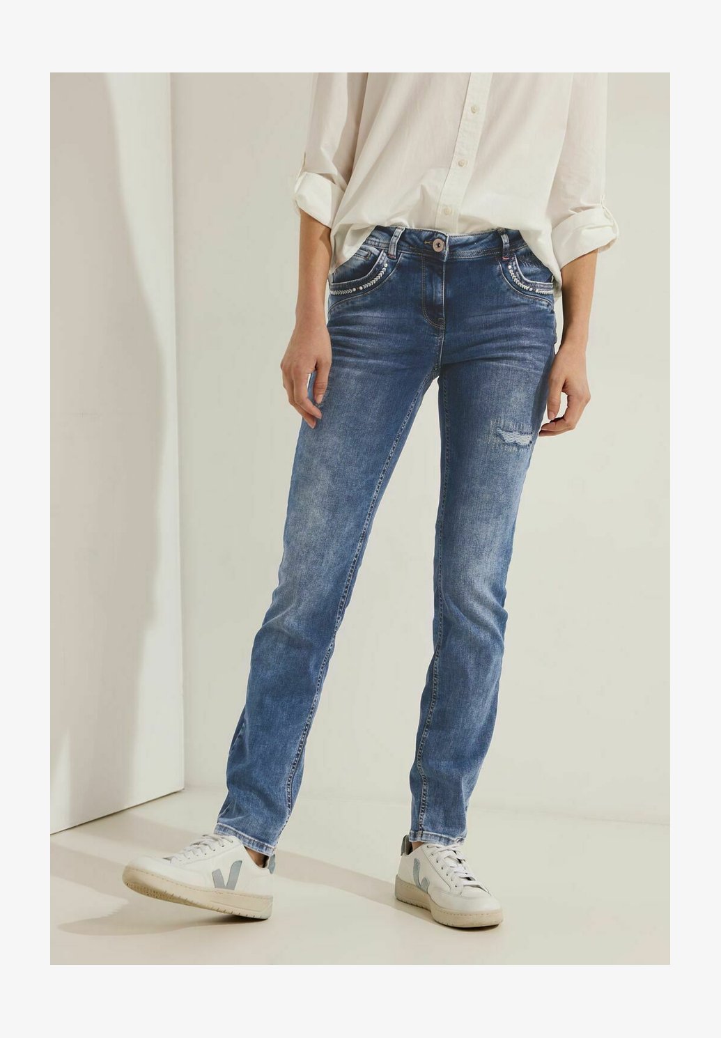 Cecil Jeans Toronto Donna | Vita Alta Slim Fit | Jeans Attillati Casual-Chic | Jeans Moda Primavera Estate