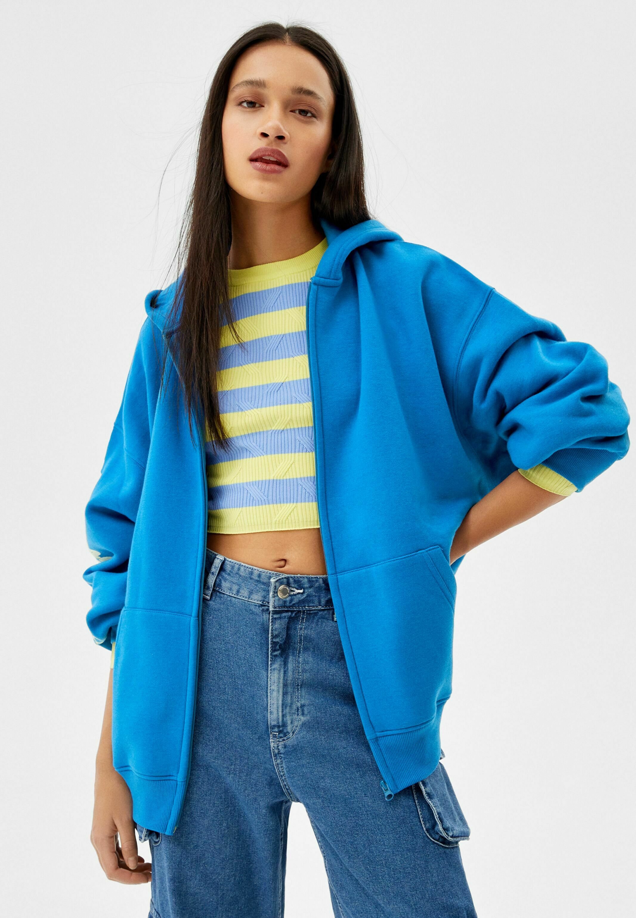 Bershka OVERSIZE - Sweater met rits - blue/Blauw - Zalando.nl