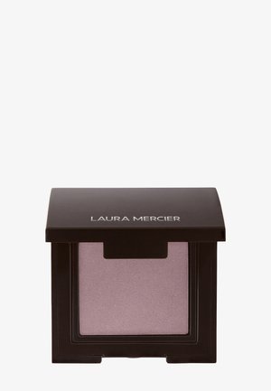 Laura Mercier oogschaduwcompact met een matte lavendelkleurige tint. Vierkante zwarte doos met logo, lichte textuur en een slanke opening.