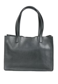 Czarna skórzana torba na ramię z dwoma uchwytami, prostokątny kształt, gładka tekstura i bez widocznych elementów metalowych lub wzorów.