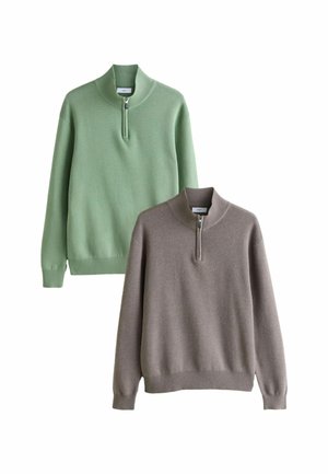 TALL FIT - REGULAR FIT PREMIUM QUARTER ZIP 2 PACK - Pulover - dark stone sage green