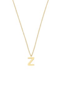 Guldtonet halskæde med en enkelt stor bogstav 'Z' vedhæng på en fin kæde. Vedhænget har en glat, flad overflade og et minimalistisk design.