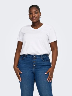 CARBONNIE LIFE  V A-SHAPE TEE  - T-shirts basic - bright white