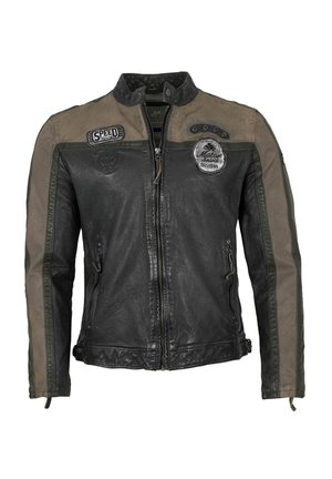 Leather jacket - navy grau