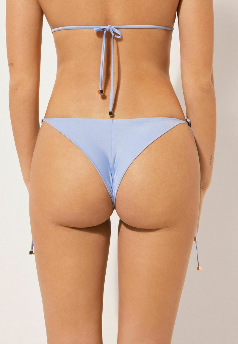 Satini Mutandine Bikini In Raso Setoso Con Fiocco - Sottogonna Intimo Donna Comfort (Blu Acqua, Taglia S) - 3