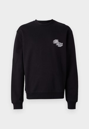 Felpa nera con design a collo rotondo, caratterizzata da un logo bianco sul lato sinistro del petto. Realizzata in morbido tessuto misto cotone con polsini a coste.