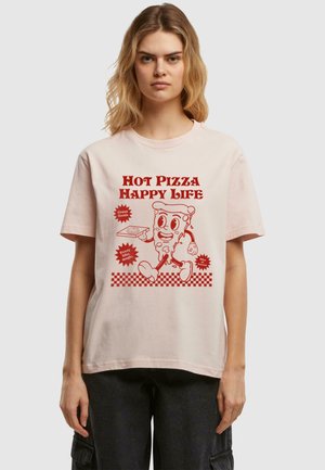 HOT PIZZA HAPPY LIFE TEE - T-Shirt print - pink