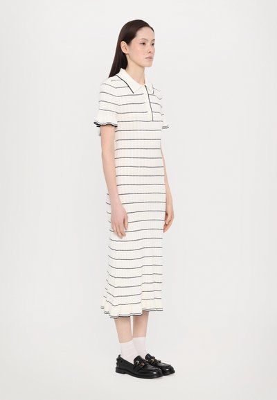 sandro ROBE MIDI COL POLO FINITIONS FRILL - Rochie de zi - ecru