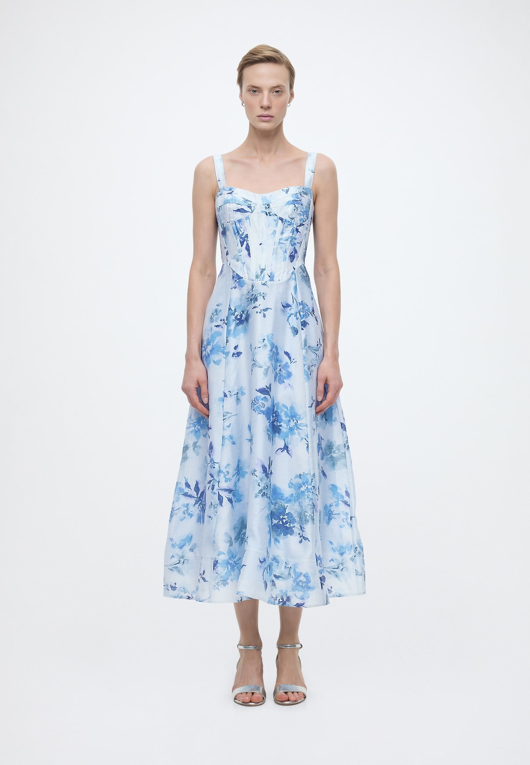 Bardot LILAH CORSET MIDI DRESS - Day dress - blue floral/blue - Zalando.ie Bardot LILAH CORSET MIDI DRESS - Day dress - blue floral/blue - Zalando.ie