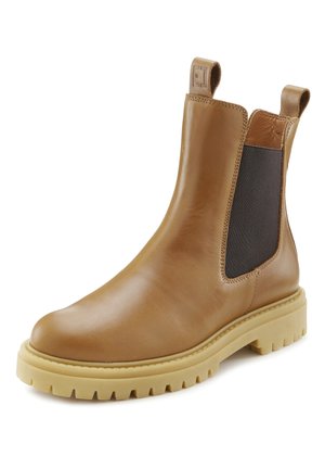 Enkellaarsjes met plateauzool - camelfarben