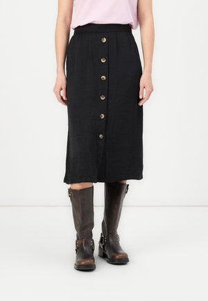 VITIFF MIDI BUTTON SKIRT - A-line skirt - black