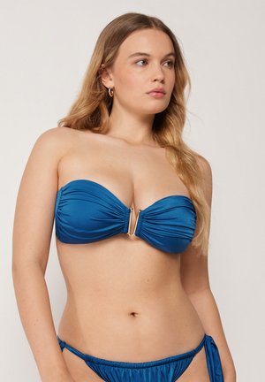 Calzedonia SHINY SATIN BANDEAU - Bikinitop - blue