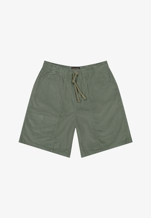 Grønne, uformelle shorts med elastisk midjebånd, justerbar snor, to frontlommer og en liten lappeside lomme.