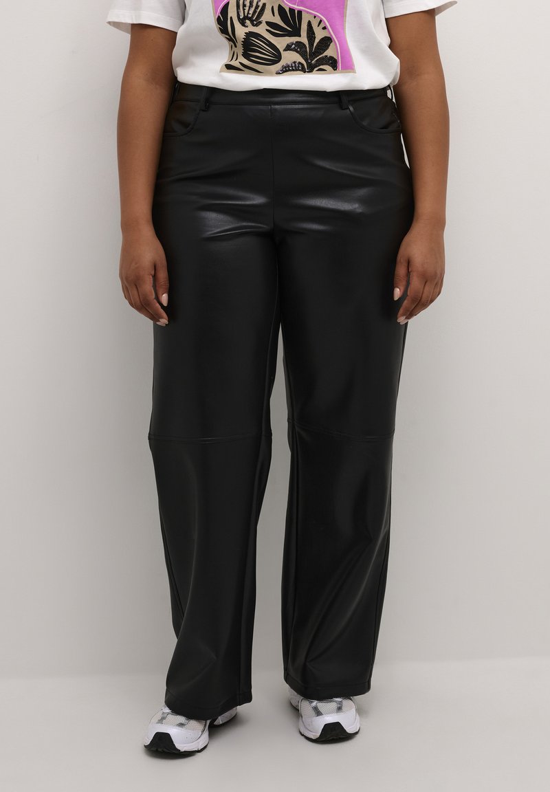 Kaffe Curve Trousers - black deep/mottled black - Zalando.ie