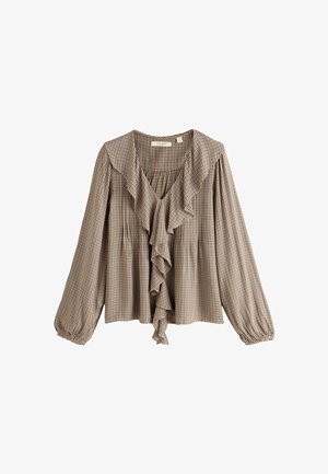 Laura Ashley, REGULAR FIT - HERITAGE CHECK RUFFLE BLOUSE . - Blouse - brown