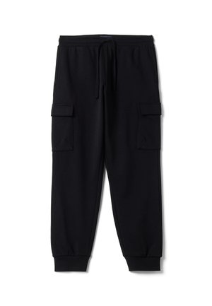 OVS, CARGO JOGGER TROUSERS WITH DRAWSTRING, REGULAR FIT - Pantalones cargo - black