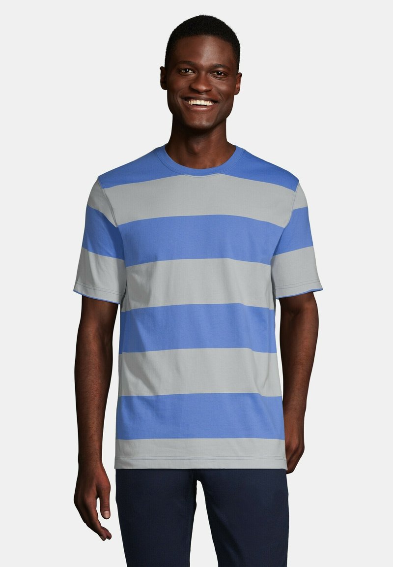 LANDS' END Tshirt print chicory blue blue broad stripe/lichtblauw