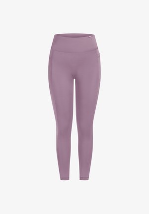 Lichtpaarse leggings met een hoge tailleband, een gladde textuur en zijzakken. Gemaakt van rekbare, ademende stof.