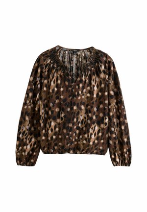 Next, PETITE FIT - LONG SLEEVE NOTCH NECK TOP - Camicetta - animal print