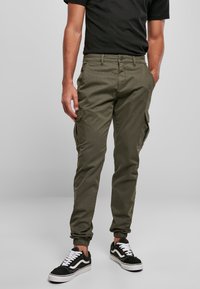 Urban Classics AOP GLENCHECK CARGO JOG PANTS - Cargobyxor - olive