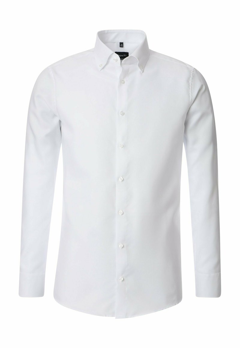 Witte longsleeve shirt met een button-down kraag, gemaakt van soepel materiaal, met een voorkant met knopen en een effen ontwerp.