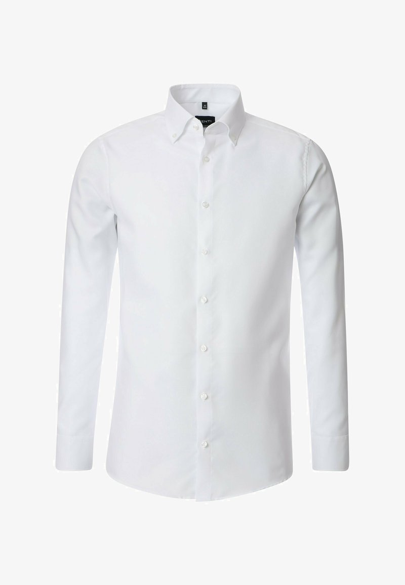 Witte longsleeve shirt met een button-down kraag, gemaakt van soepel materiaal, met een voorkant met knopen en een effen ontwerp.