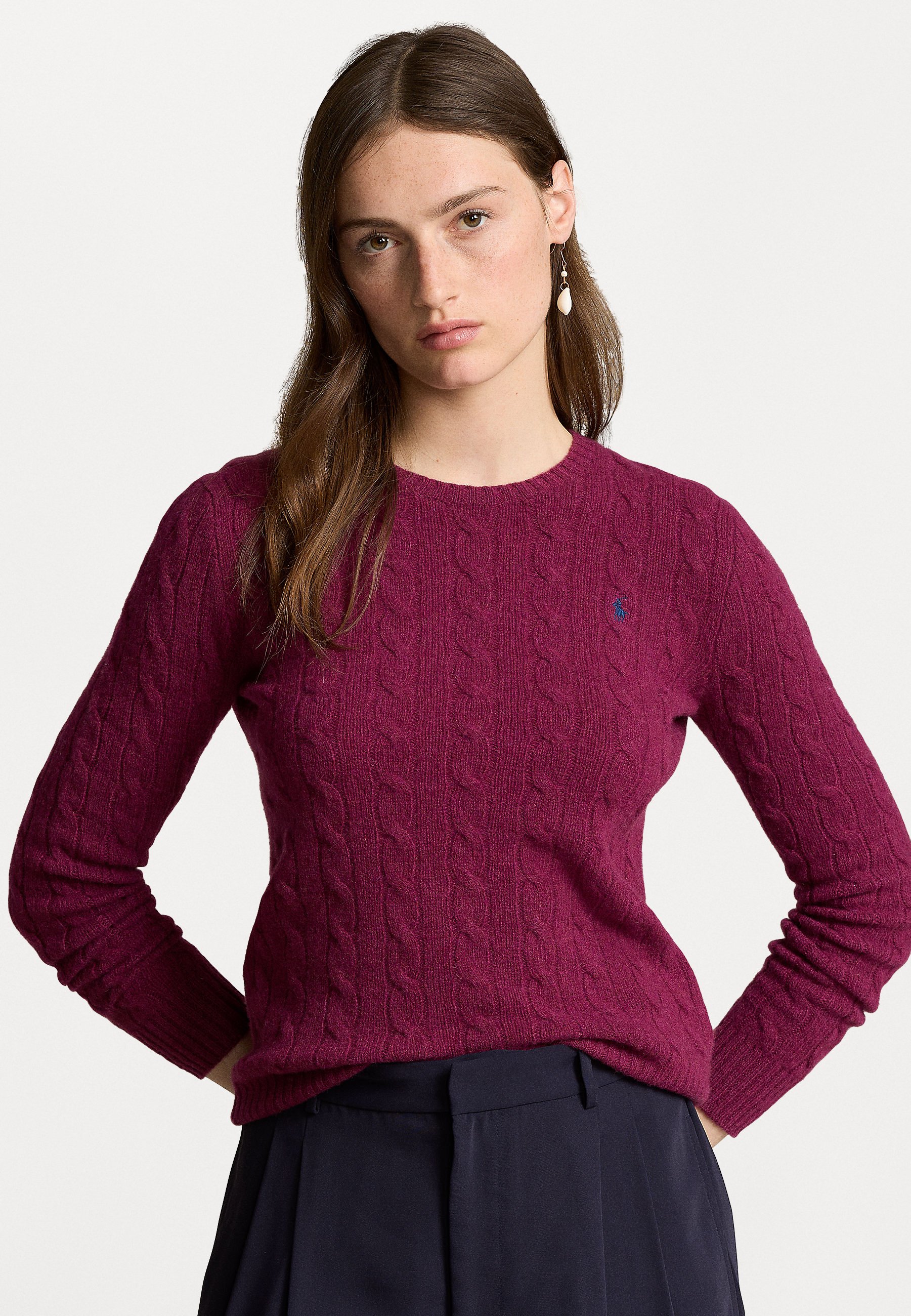 Polo Ralph Lauren CABLE KNIT WOOL CASHMERE JUMPER - Jumper - plum 