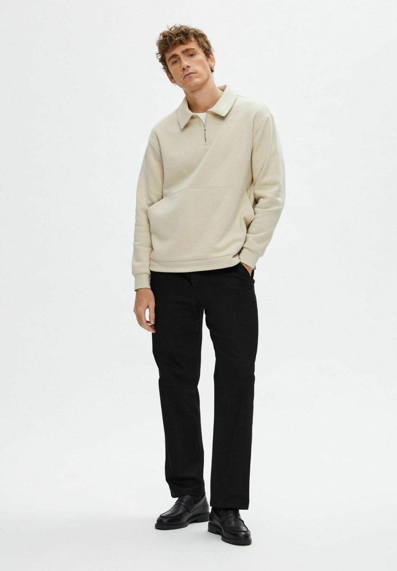 Selected Homme HALF-ZIP Sweatshirt oatmeal/beige