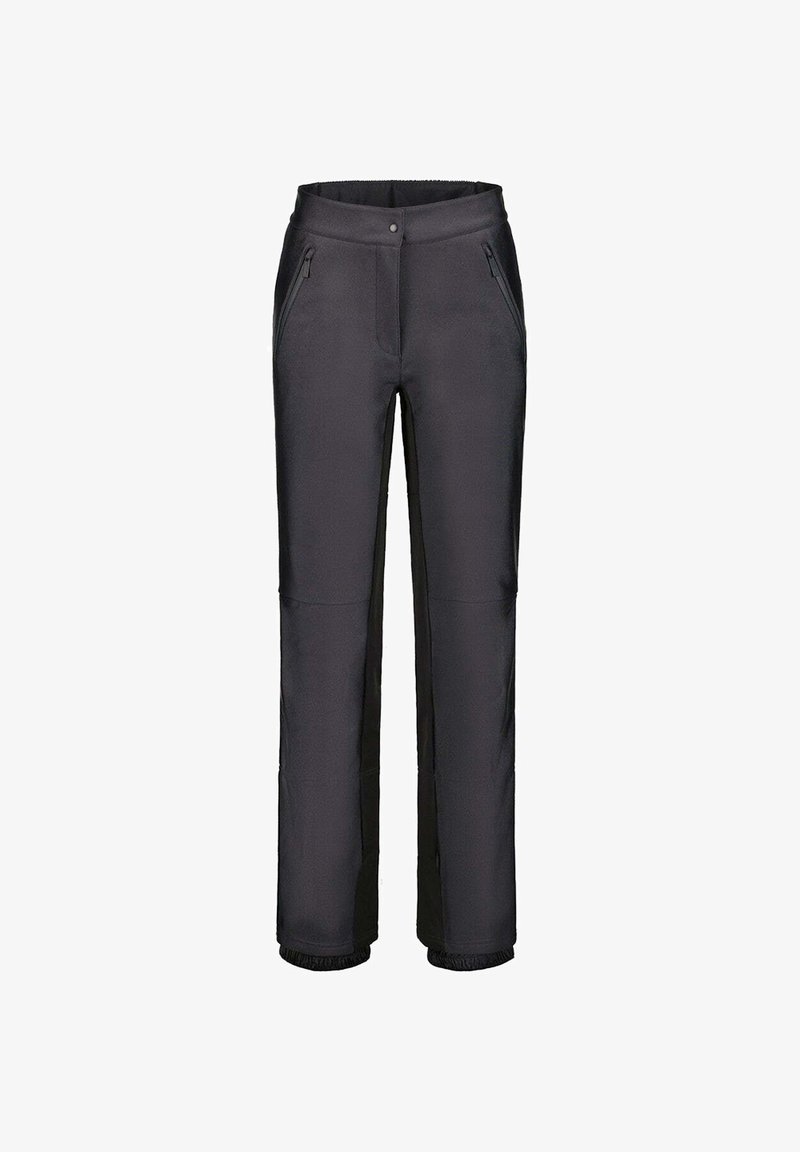 Pantalon d'hiver isolé noir avec poches latérales zippées et poignets élastiques, conçu pour les activités en plein air par temps froid.