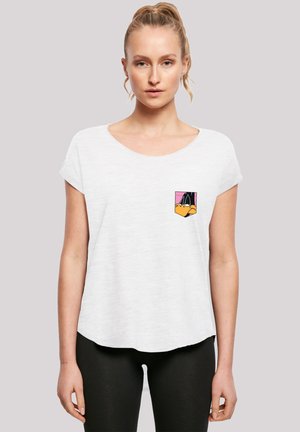 LOONEY TUNES DAFFY DUCK FACE FAUX POCKET - Print T-shirt - white