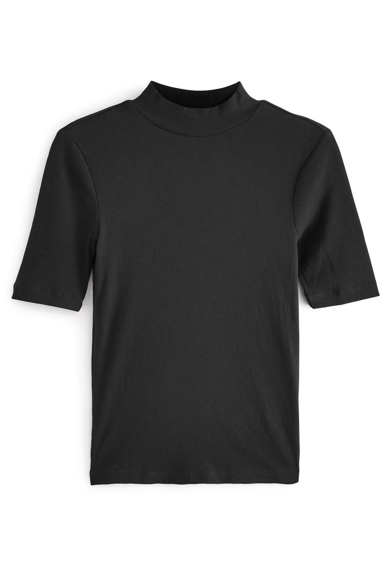 Half Sleeve Black High Neck Short Sleeve Top WOMEN'S 1*1 RIBBED - Main Image