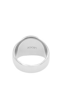 Anillo de metal plateado con un diseño liso y redondeado. El interior presenta un pequeño nombre de marca grabado, "JOOP!" en una fuente limpia.