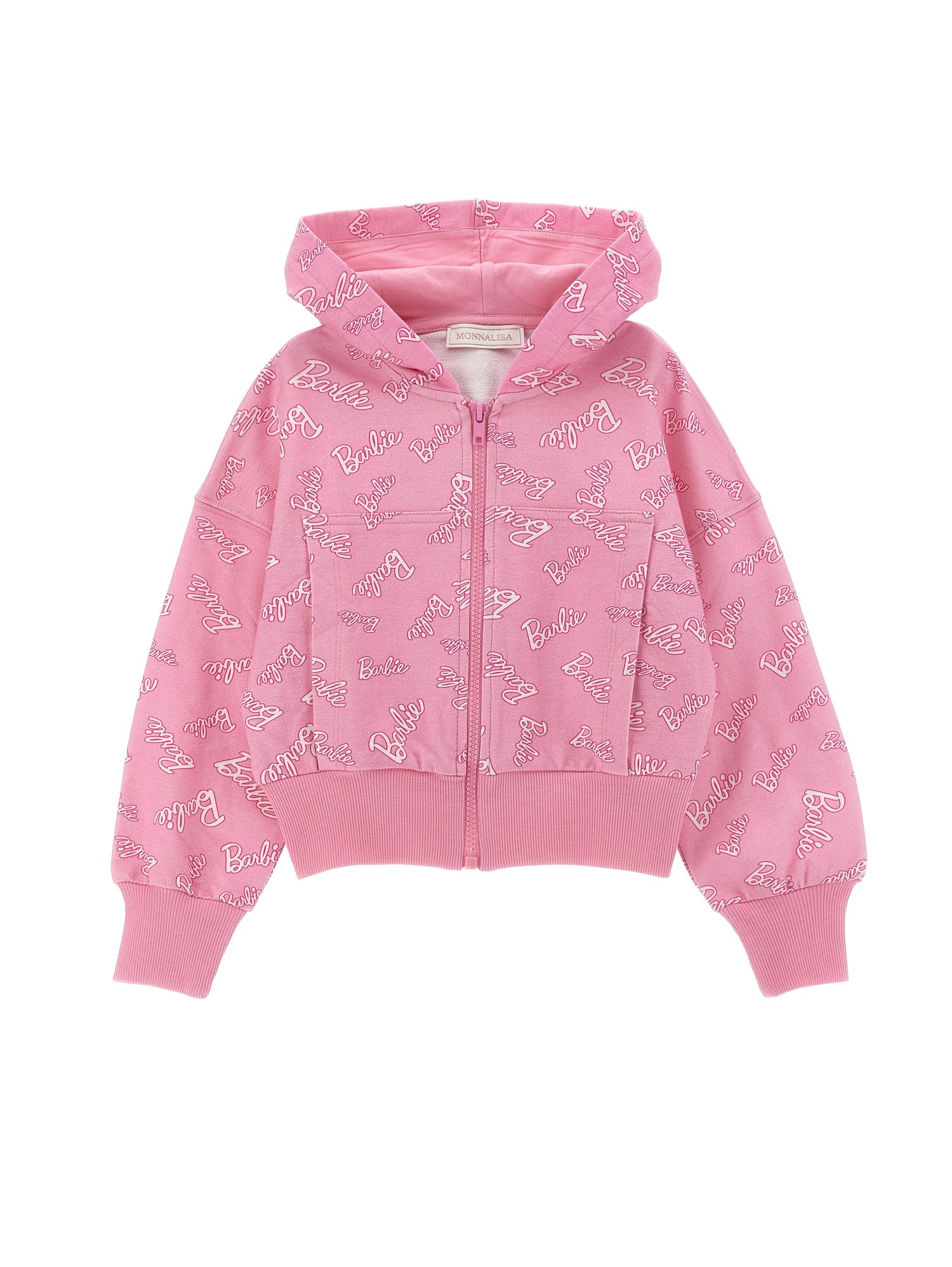 Monnalisa FELPA BARBIE LOGO Felpa con zip rosa peach/fuxia