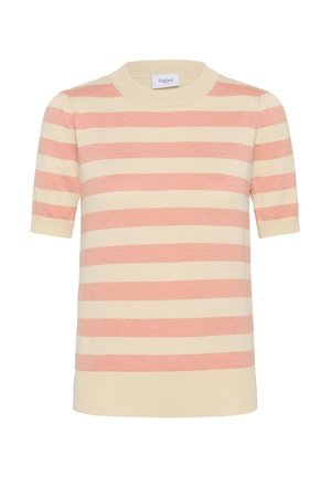 Saint Tropez, MILASZ SHORT SLEEVE BLOCK STRIPE - Nyomott mintás póló - blooming ivory block stripe