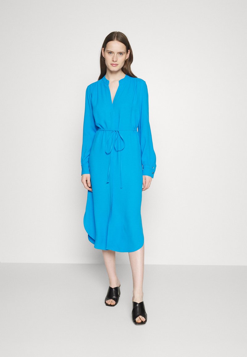 Italian Blue Floral Set with Embroidered Shirt, Belt and Palazzo Pants