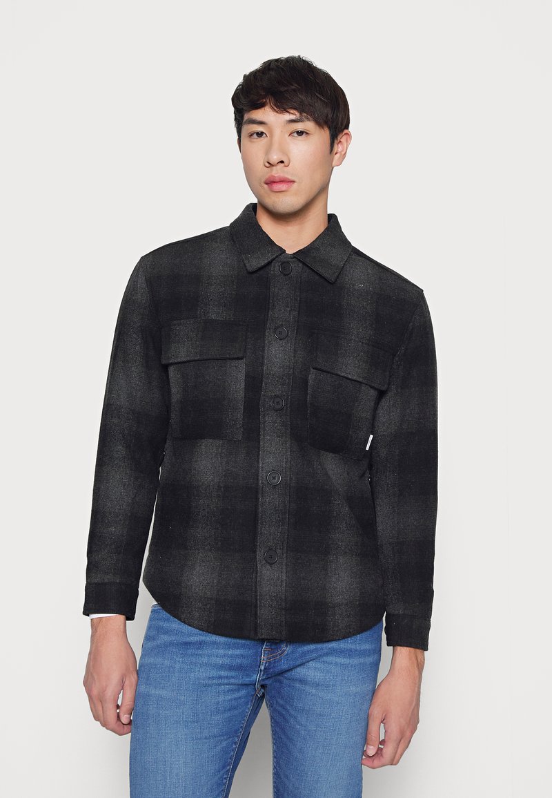 Lindbergh PADDED CHECKED OVERSHIRT Light jacket grey melange