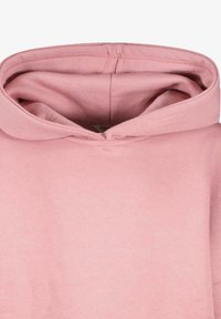 Lichtroze hoodie gemaakt van een zachte katoenmix, met een gladde textuur en een dubbele capuchon zonder zichtbare hardware of accenten.