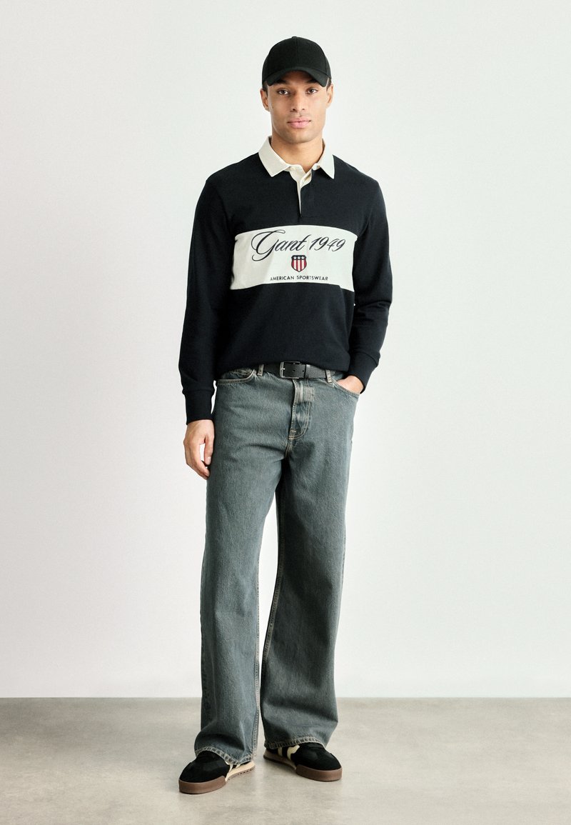 GANT BLOCKED HEAVY RUGGER - Top s dlouhým rukávem - black