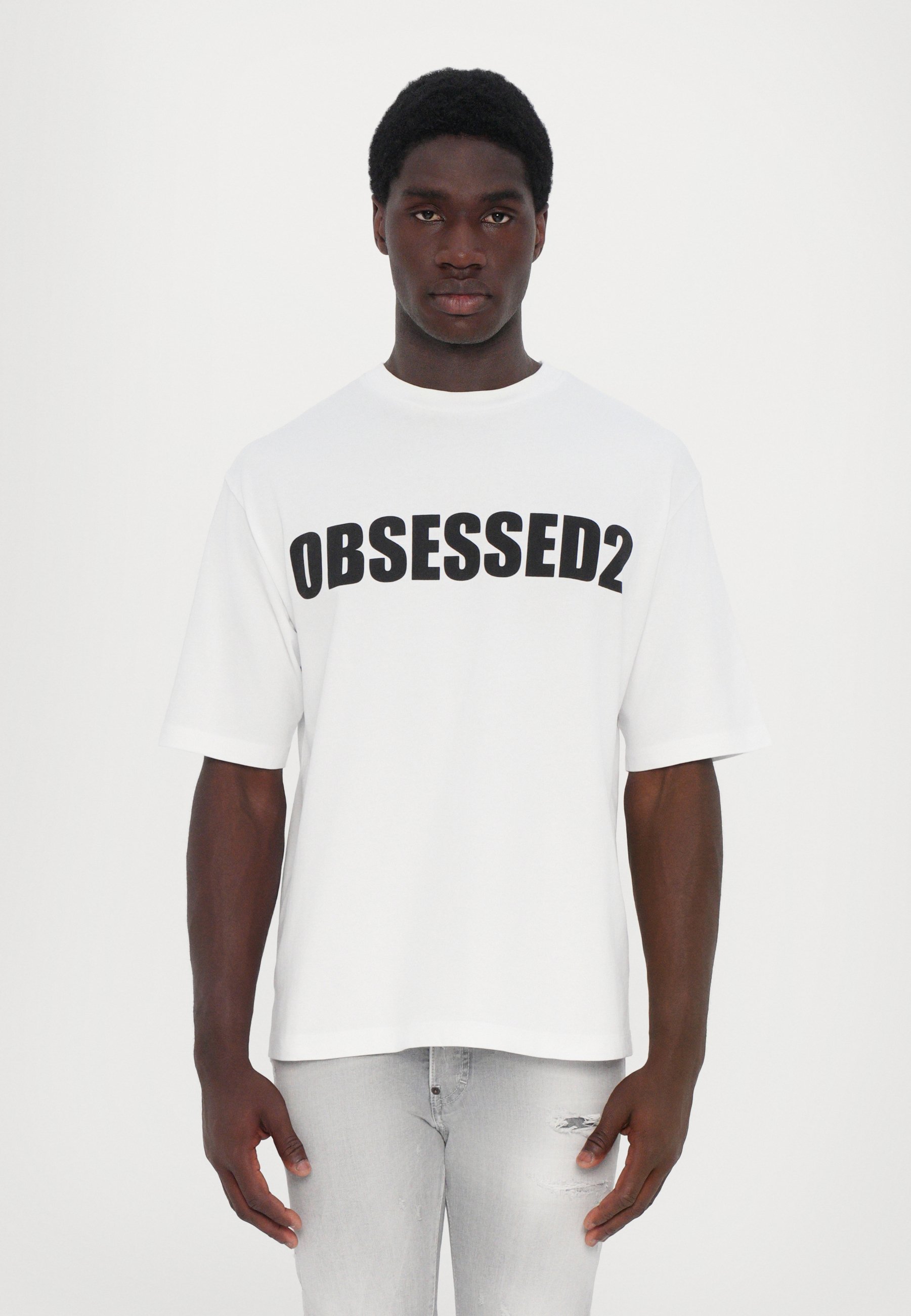 Dsquared2 LOOSE FIT TEE - Print T-shirt - white/black/white