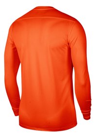 Langarm sportshirt in feloranje, gemaakt van ademend materiaal met een gestructureerd patroon, voorzien van een ronde halslijn en aansluitende mouwen.