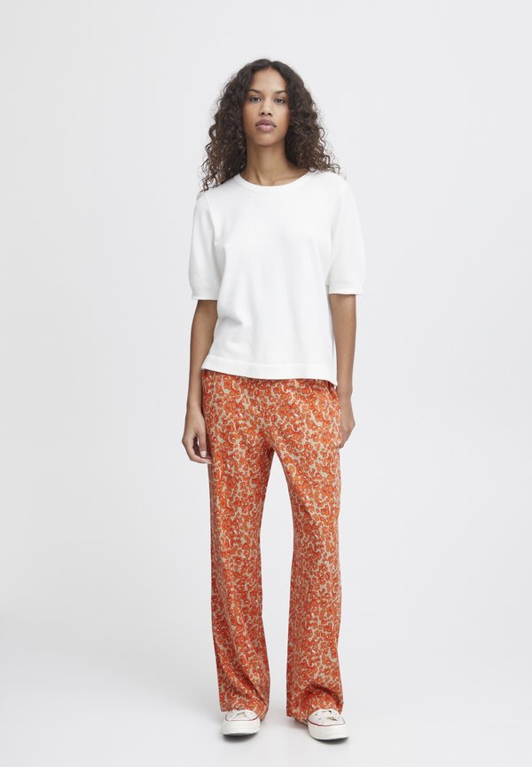 IHAya - Trousers - coral rose leo aop3