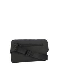 Borsa a tracolla nera realizzata in materiale testurizzato, dotata di una tasca con zip sul davanti e di una tracolla regolabile per una vestibilità sicura.