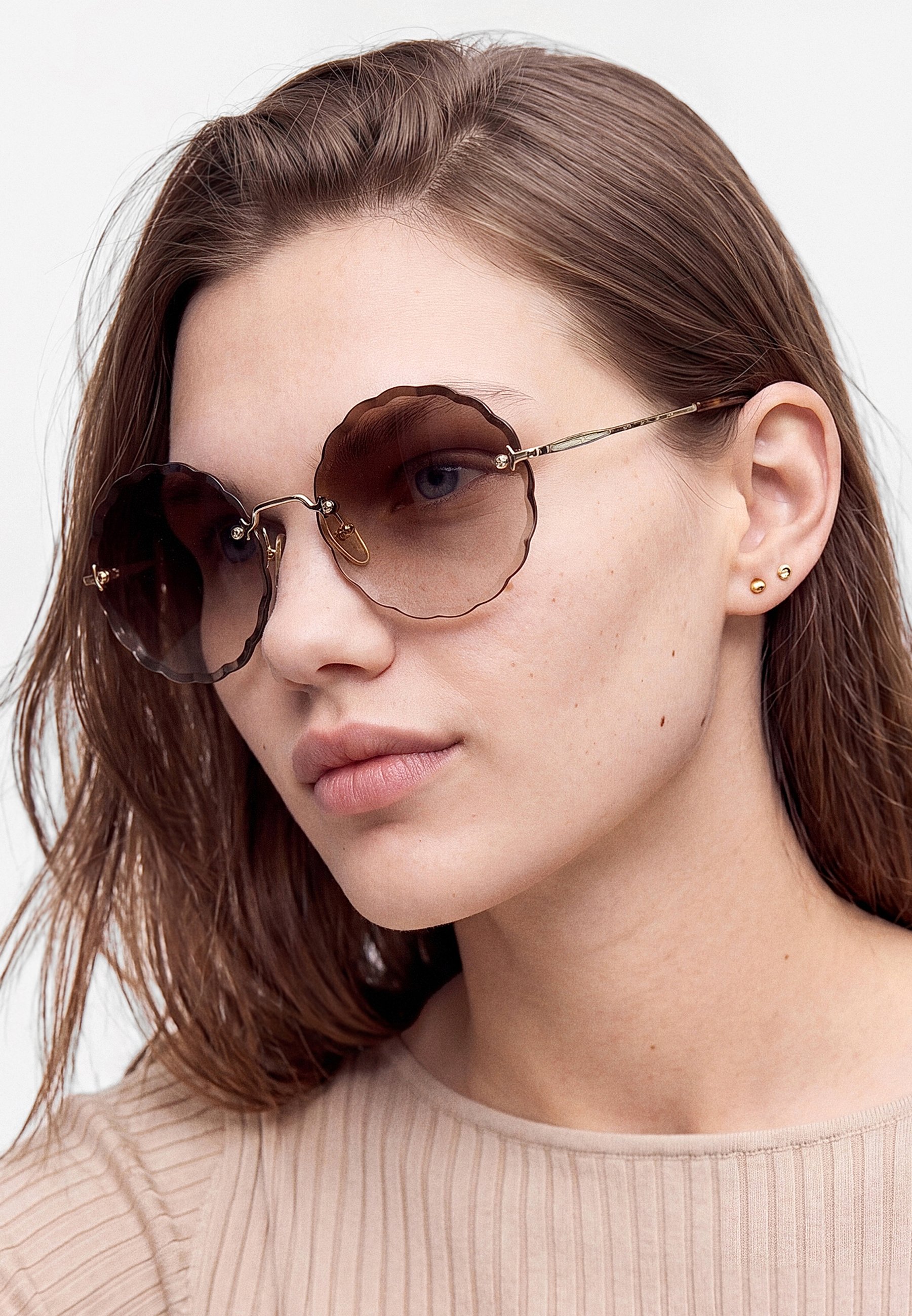 CHLOÉ ROSIE RIMLESS ROUNDED METAL SUNGLASSES - Sunglasses - gold