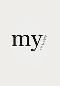 Text logo featuring "my" in bold black font, and "JEWELLERY" in a smaller, diagonal font. Background is plain white.