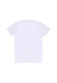 Hvid bomulds T-shirt, korte ærmer, rund hals design, ensfarvet uden grafik eller mønstre, blød tekstur, afslappet pasform.