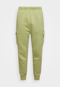 Zelené bavlněné joggery s elastickým pasem, se staženými kotníky a bočním kapsou typu cargo. Na přední straně je malý bílý logo.