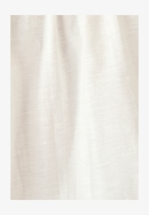 Lichtgekleurd stof met een subtiele textuur en een lichte glans, met een zachte, vloeiende uitstraling. Geschikt voor kleding of gordijnen.